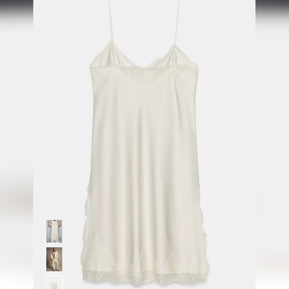 Zara Cream Lace-Trim Mini Dress - Picture 4 of 8